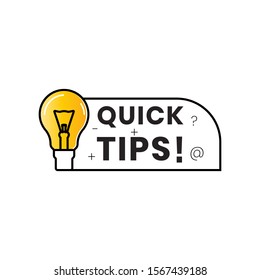 Quick tips in the form of text for Label stickers, banners with greeting bubbles