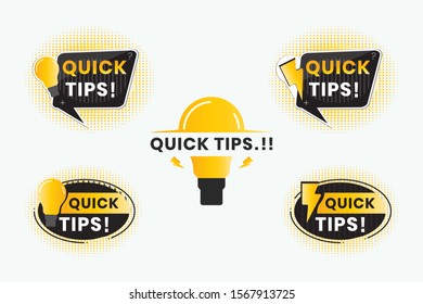 Quick tips in the form of text for Label stickers, banners with greeting bubbles