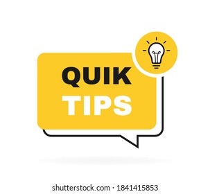 Quick Tips Geometric Message Bubble With Light Bulb Emblem. Logo Design. Vector Illustration.