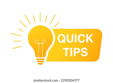 Quick tips geometric message bubble with light bulb emblem. Banner design for business and advertising. Vector illustration. 