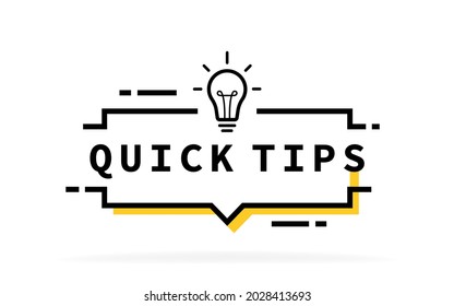 Quick tips geometric pixel message bubble with light bulb emblem. Banner design for business and advertising. Vector illustration.