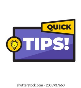 Quick tips, helpful tricks, tooltip, hint for website. banner with useful information. Vector icon of solution, advice. blue speech bubble with outline black
