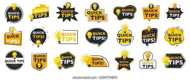 Quick tips, helpful tricks vector logos, Solution and trick illustration