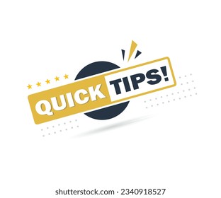 Quick tips, helpful tricks vector logos, emblems and banners 