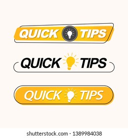 Quick Tips, Hint, Helpful Tricks, Helpful Idea, Logos, Emblems And Banners. Set Of Creative Trendy Banners. Ready For Use In Web Or Print Design.