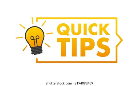 Quick tips icon badge. Ready for use in web or print design. Vector stock illustration.