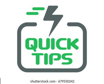 Quick Tips Icon With Lightning Bolt. Flat Badge Vector Isolated On White.