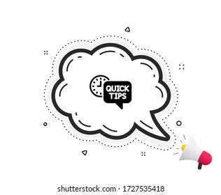 Quick tips icon. Quote speech bubble. Helpful tricks sign. Tutorials symbol. Quotation marks. Classic quick tips icon. Vector