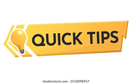 Ícone ou símbolo de dicas rápidas com cor preta e amarela. Elemento de lâmpada adequado para web. Ilustração vetorial para conselhos úteis, truques, solução ou conceito de sugestão