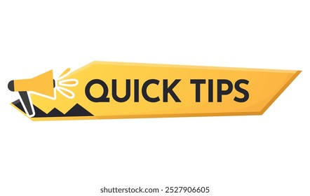 Icono o símbolo de consejos rápidos con color negro y amarillo. Elemento de megáfono adecuado para el Web. Ilustración vectorial para consejos útiles, trucos, solución o concepto de sugerencia
