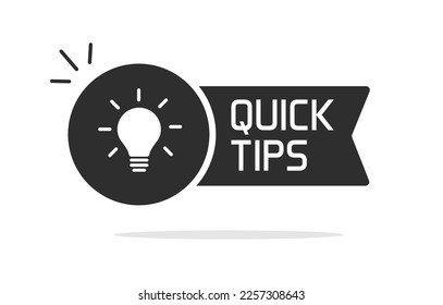 Quick tips icon vector pictogram simple black white glyph symbol clipart graphic illustration, help hint advice info label tag idea image