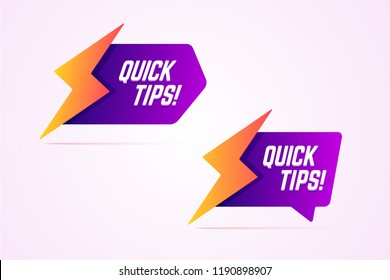 Quick tips icons with lightning, bolt sign. Vector illustration in modern gradient style.