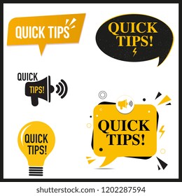 Quick Tips illustration - icon or symbol set with black and yellow color