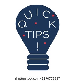 Quick tips information button. lightbulb template isolated on white background. 