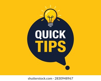 Quick Tips Light Bulb Speech Bubble Educational Advice Vector Illustration