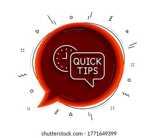 Quick tips line icon. Chat bubble with shadow. Helpful tricks sign. Tutorials symbol. Thin line quick tips icon. Vector