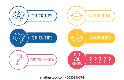 Quick Tips Line Icon. Good Idea Button. Did You Know Question. Advice Informational Concept. Vector Illustration On White Background