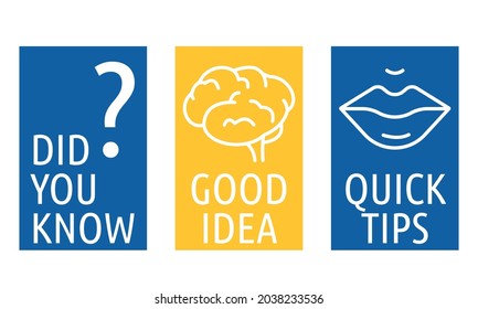 Quick Tips Line Icon. Good Idea Button. Did You Know Question. Advice Informational Concept. Vector Illustration On White Background