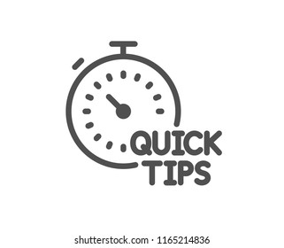 Quick tips line icon. Helpful tricks sign. Tutorials with timer symbol. Quality design element. Classic style. Editable stroke. Vector