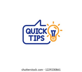 Quick tips line icon. Helpful tricks sign. Tutorials with idea symbol. Colorful outline concept. Blue and orange thin line color icon. Education idea Vector