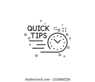Quick tips line icon. Helpful tricks sign. Tutorials symbol. Geometric shapes. Random cross elements. Linear Quick tips icon design. Vector