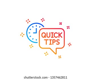 Quick tips line icon. Helpful tricks sign. Tutorials symbol. Gradient design elements. Linear quick tips icon. Random shapes. Vector
