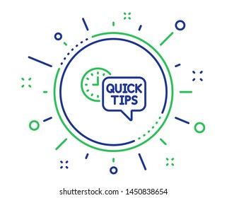 Quick tips line icon. Helpful tricks sign. Tutorials symbol. Quality design elements. Technology quick tips button. Editable stroke. Vector