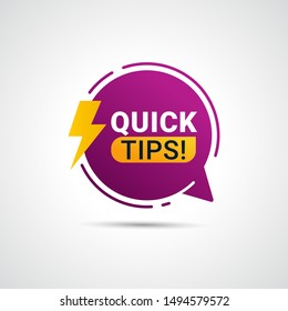Quick Tips Logo Badge With Yellow Lightbulb Icon Vector Illustration