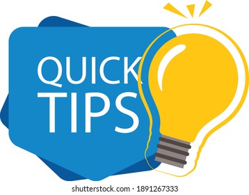 Quick tips logo, icon or symbol set with black and yellow color and lightbulb element suitable for web