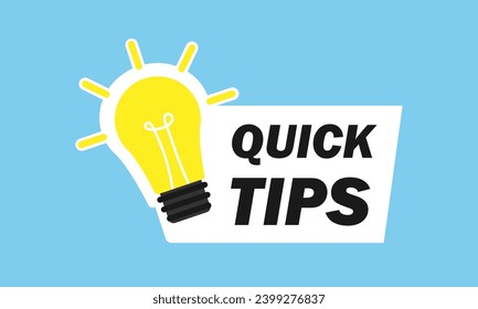 Quick tips logo, icon or symbol set with black and yellow color and light bulb element suitable for web	
