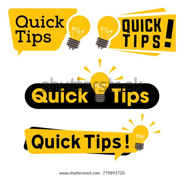 Quick tips logo, icon\
or symbol set with black and yellow color and lightbulb element\
suitable for web