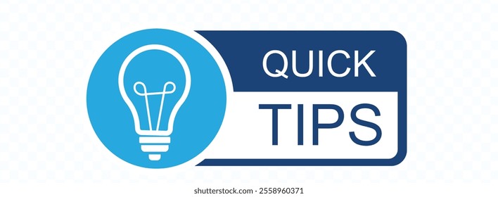 Quick tips logo with light bulb. Quick tips badge. Top tips, helpful tricks, tooltip, advice and idea for business and advertising. Vector 