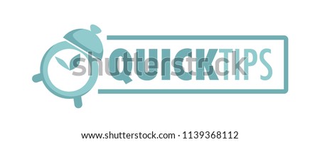 Quick tips logotype with alarm clock and big sign