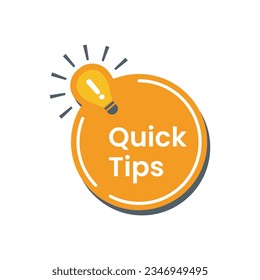 Quick tips message bubble with light bulb emblem. Banner design for business and advertising. Vector illustration.