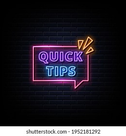 Quick Tips Neon Signs Style Text Vector