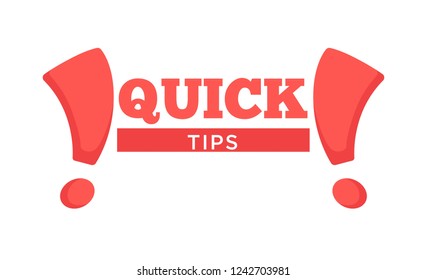 Quick tips poster giving advice. Hand gesture and headline placed in black block