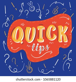 quick tips poster vector illustration. social media clip art for e-learning
