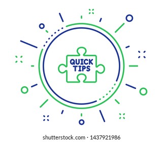 Quick tips puzzle line icon. Helpful tricks sign. Quality design elements. Technology quick tips button. Editable stroke. Vector