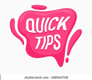 Aislado en fondo blanco, el afiche de citas rápidas con la gran burbuja del discurso rosa y la exclamación. Icono moderno, símbolo de blog, etiqueta de consejo de medios sociales o adhesivo. Ilustración de vectores de caricatura