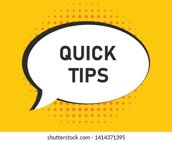 Quick tips in retro style. Phrase banner sign in vintage design. Sticker idea template. EPS 10