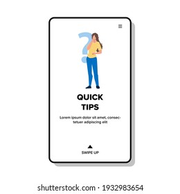 Quick Tips Searching Confused Young Woman Vector. Girl With Question Mark Need Quick Tips For Resolve Problem. Character Lady Professional Advice And Assistance Web Flat Cartoon Illustration