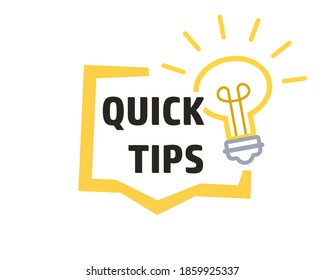 Quick Tips Schild. Video-Kunstbild. Icon. Clip-Art-Bild einzeln auf weißem Hintergrund.