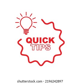 quick tips sign on white background