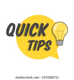 Quick tips solution flat label. Tricks text and helpful advices quick tips vector illustration. Suggestion and reminder info