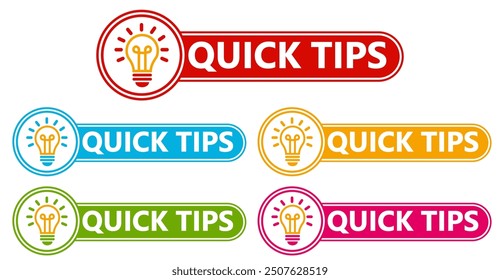 quick tips sticker sign set. Helpful tips trick label symbol template vector illustration