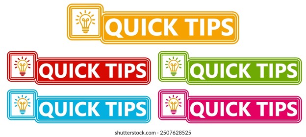 quick tips sticker sign set. Helpful tips trick label symbol template vector illustration
