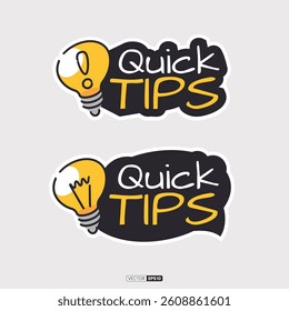 Quick tips stickers with manual drawing style.
