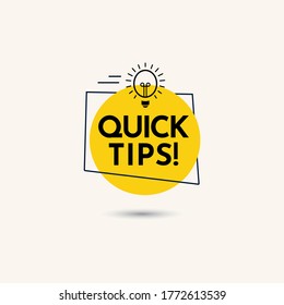 Quick Tips Text Label Vector Template Design Illustration