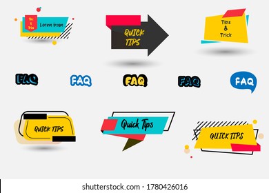 Quick tips, tip, trick, FAQ, Q&A sticker design element with bubble message, bulb icon