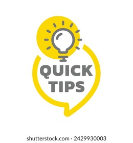 Quick tips vector bubble. Marketing template banner with lightbulb.